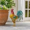 Metal Rooster Statues Waterproof Chicken Sculpture Metal Garden Deco Outdoor Yard Ornament