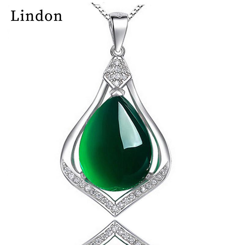 

Линдон Серебрение Женская Мода Кулон Ожерелье Свадьба зелёный