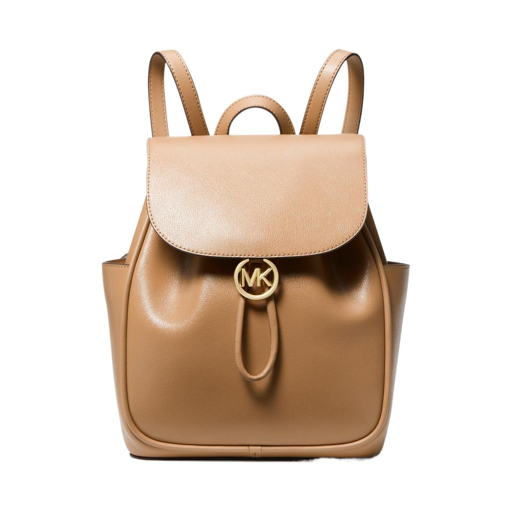 Michael Kors Cheryl Solid Color Flap Drawstring Leather Backpack Medium Women backpack Black Camel 30F3G2EB2L