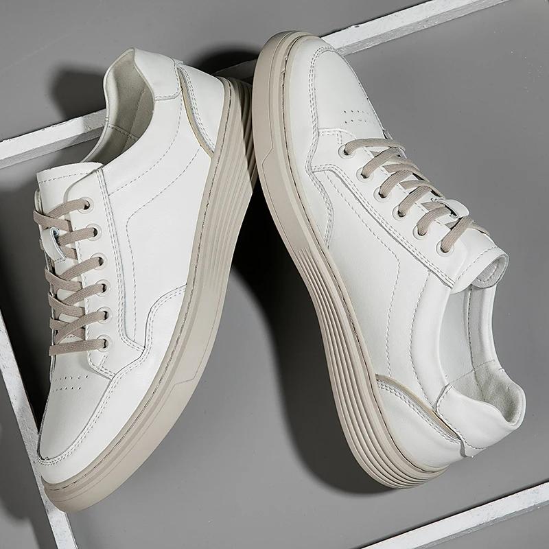 Fashion Genuine Leather Casual Shoes For Men High Quality Comfy Sneakers Fashion Luxury Brand Lace-up Outdoor Breathable Walking Shoes