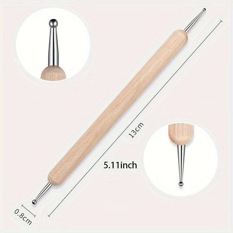 5pcs Double-Headed Nail Art Dotting Brush, Imprint Dotting Pen, Dual-Use Dotting Pen, Carving Pen, Wooden Stick Tool, Press-On Pen