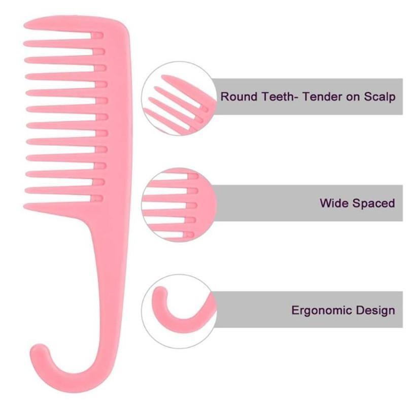 3-pakning Hårkam Stor Bredtannet Kam Dusjkammer Krøll Våt Kam for Langt, Vått eller Krøllete Hår Flokeutredning Blodsirkulasjon Salongverktøy