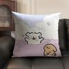 Cute Lover Korean Line P-Puppy Cushion Cover Natural Linen Organic Fabric Double-Sided Printing Sofa Home Decor Gift Pillow Case