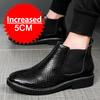 Fashion Men Snakeskin Pattern Boots Elevator Shoes Height Boots Man Increase Insole 5CM Fashion Slip-On Leather Ankle Boot Chelsea Boots