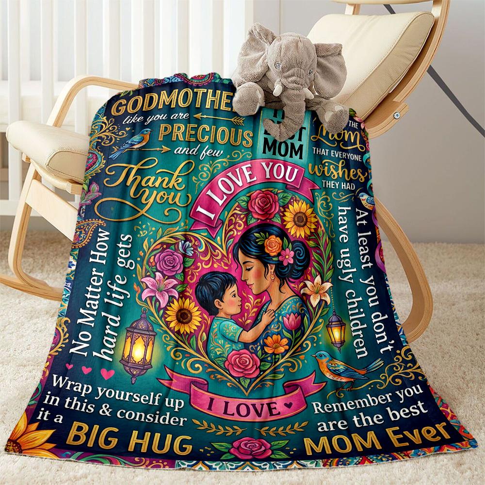 Mother's Love And Gratitude Flannel Blanket-Soft and Suitable for Sofas,Beds,Offices,Travel,All Seasons,Great Gift for Holidays and Birthdays.