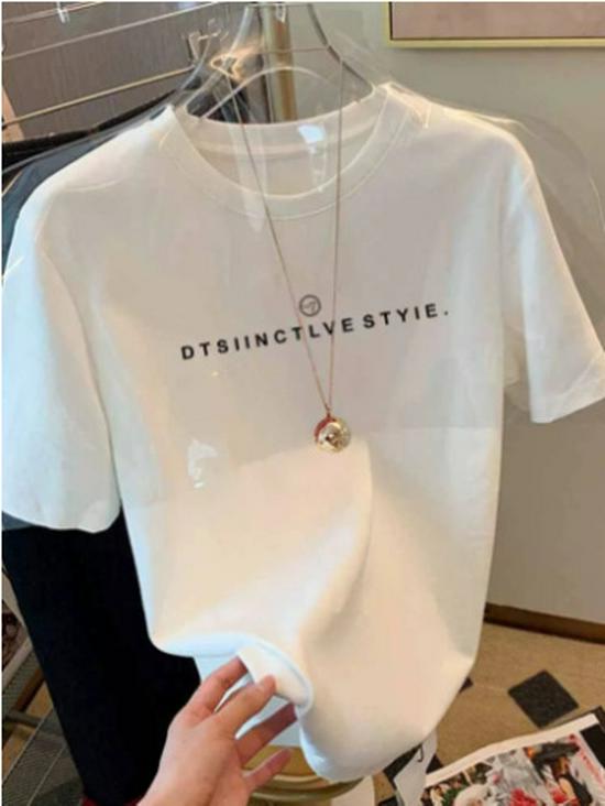 

Женская летняя хлопковая футболка с надписью 2023 года: Универсальный, свободный, облегающий белый топ с коротким рукавом 2XL