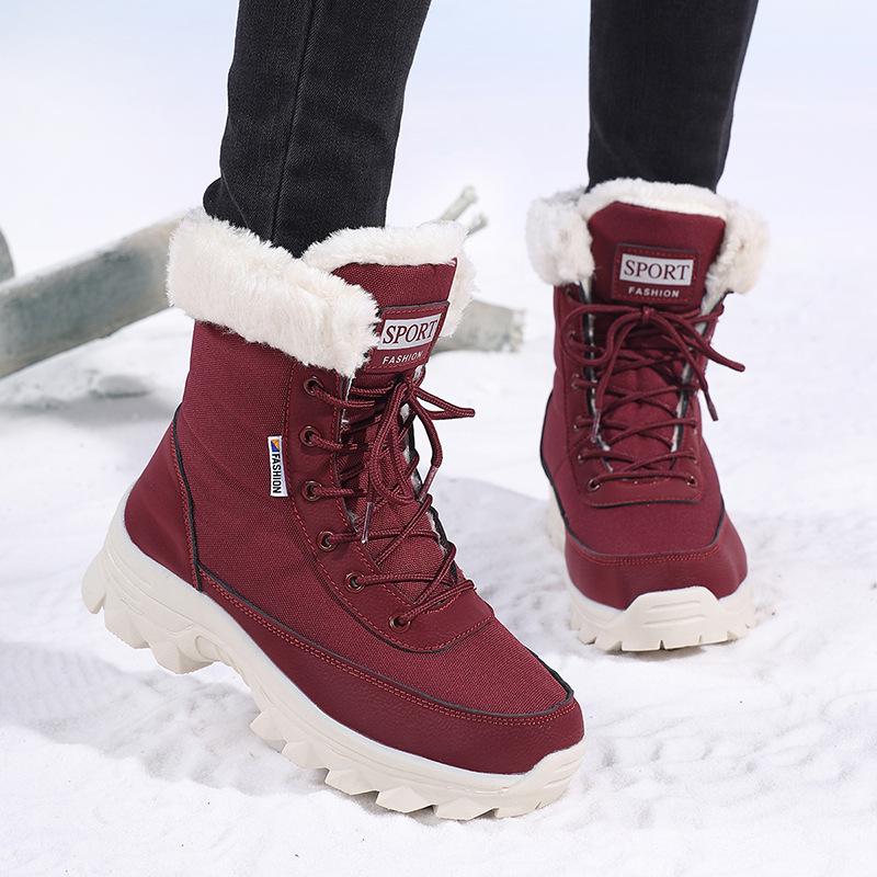 Scarpe invernali in velluto antiscivolo imbottite di cotone caldo per viaggi nel nord, stivali da neve per sci
