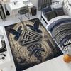Vintage Viking Rune Raven Valknut Symbol Print Rug, Non Slip Floor Mat for Living Room Bedroom Home Decor