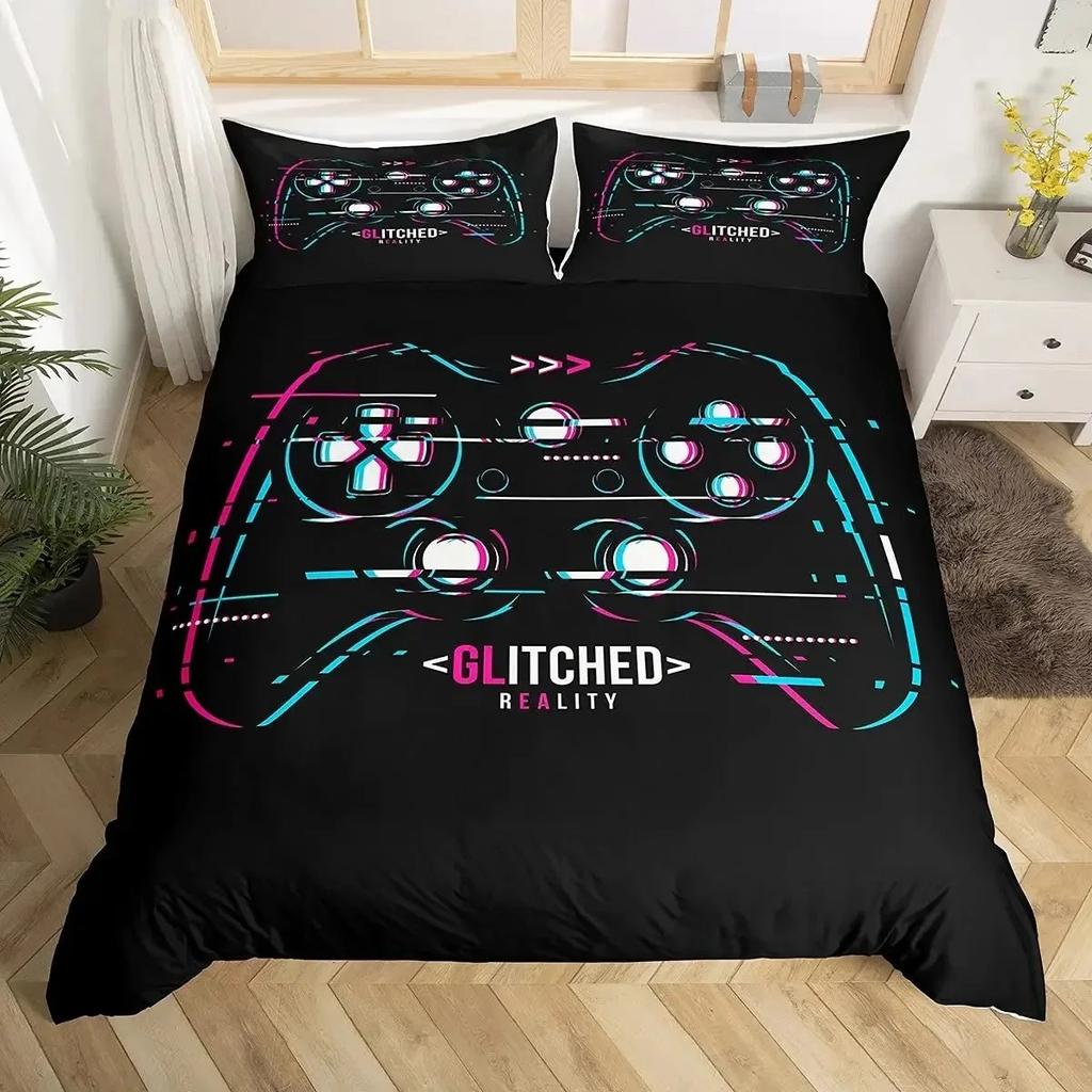 Gamer Duvet Cover For Boys Gaming Cool Games Gamepad Bedding Kids Teen Gifts Video Game Controller Modern Gradient Red And Blue