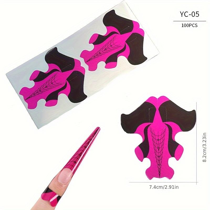 100 Pcs Polymer Gel Nail Extension Paper Forms, Butterfly Square Horseshoe Nail Guide Molds for Salon and Home Use