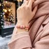 Women Christmas Bracelets Story Beaded Bracelet, Bracelet with Santa Reindeer Snowman House Candy Stretchy Cane Tree Pattern, Elastic Colorful
