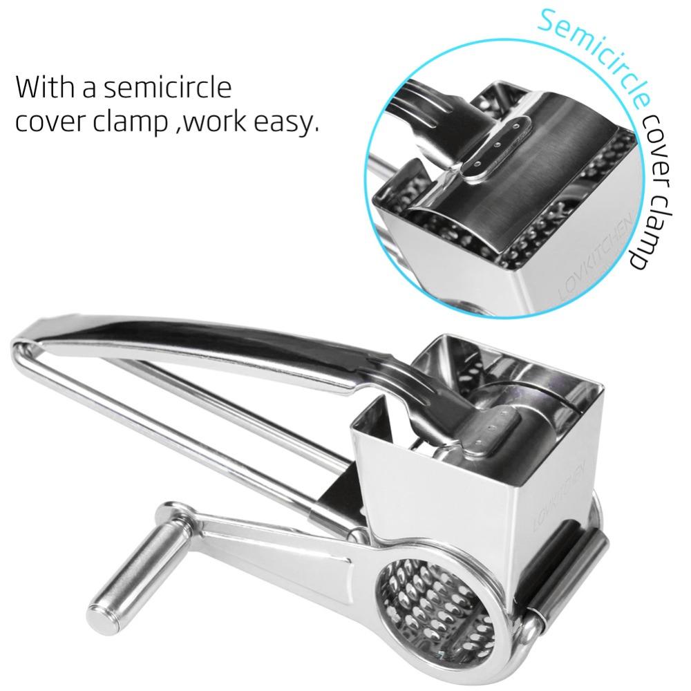Silver Hand Crank Cheese Grater Stainless Steel Cheese Shredder Tool Cheese Cutter Slicer Kitchen