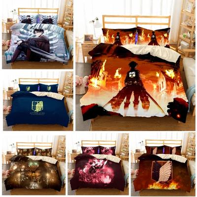 Set Letto Anime Attack On Titan Kawaii Loli Boy Copripiumino Stampa 3D Cartone Animato Giapponese Copripiumino Federa Senza Lenzuola