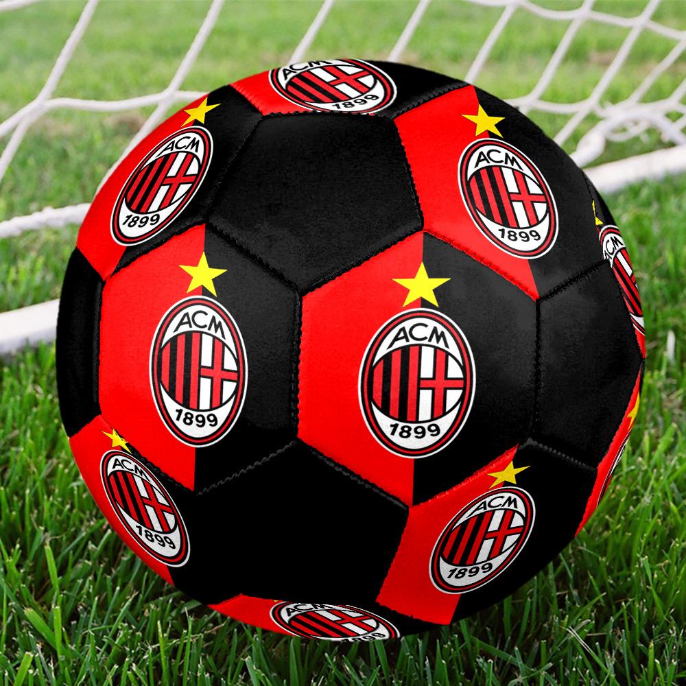 Pallone Calcio a 5 AC Milan Colorato Per Tutte le Età Misura 5 Cucito a Macchina PVC Pronto per la Competizione Resistente Alto Rimbalzo
