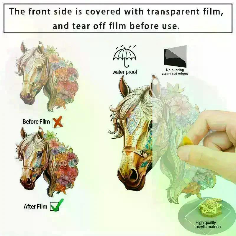 Vintage Floral Horse Christmas Hanging Ornaments Acrylic Horse Pendant Decorations For Xmas Tree Home Decor