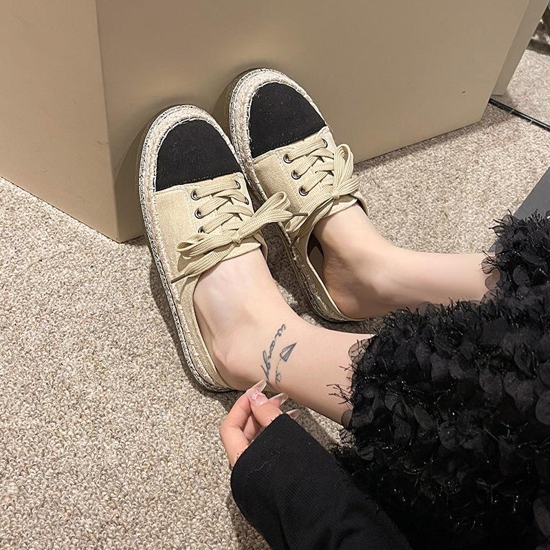 Baotou Half Slippers Women's Outer Wear Spring 2025 New Thick-soled Lazy One Pedal Half Drag Small Fragrant Fisherman Shoes