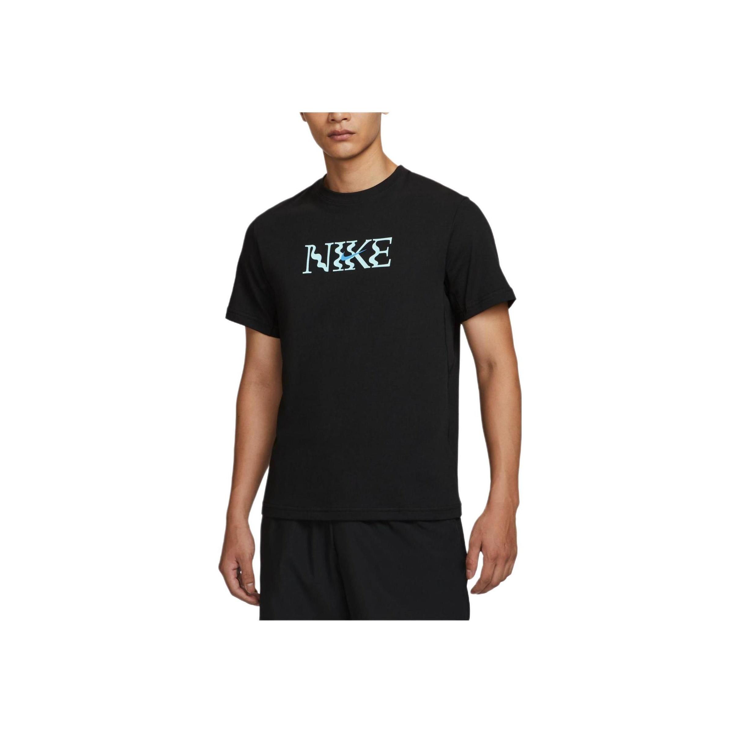 

Nike Основная футболка Dri-Fit Letter с круглым вырезом, быстросохнущая, дышащая, повседневная, спортивная, с коротким рукавом, мужские футболки, черная FQ0258-010 M