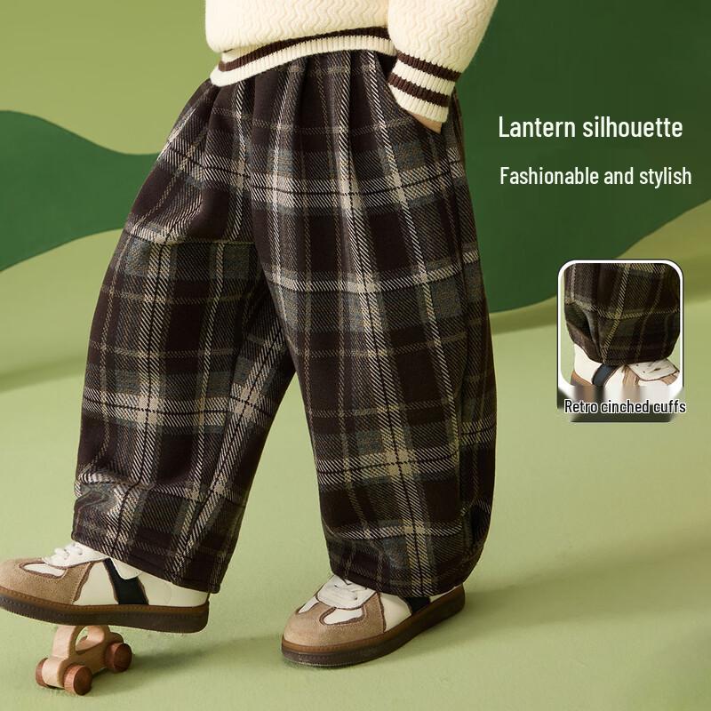 ASK JUNIOR Boys  Winter British Style Plaid Straight-Leg Trousers 90