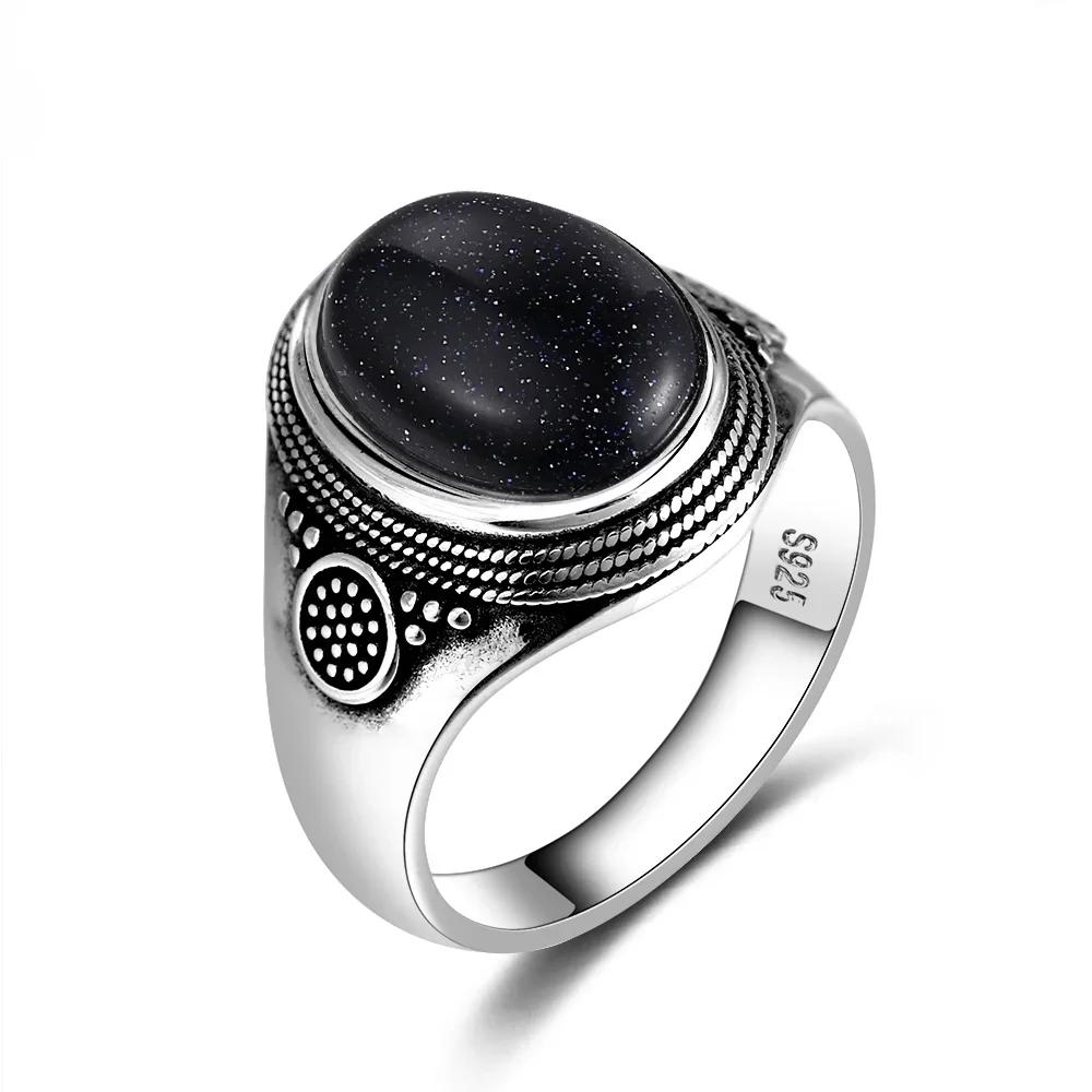 Natural Tiger Eye Moonstone Ring for Women S925 Silver Jewelry 10x14MM Large Turquoise Lapis Retro Wedding Party Ring