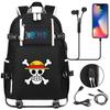 Mochila con Auriculares USB de Una Pieza para Adolescentes Estudiantes Viajes Casuales Merchandising de Anime Gran Capacidad Impermeable Duradera