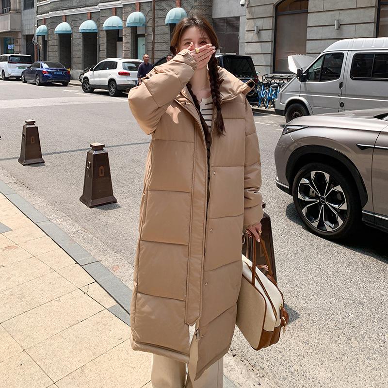 

Хлопковая куртка утолщенная стеганая куртка женская длинная ниже колена 2025 новая хлопковая куртка для девушек зимняя студенческая свободная куртка-пуховик XXXL хаки