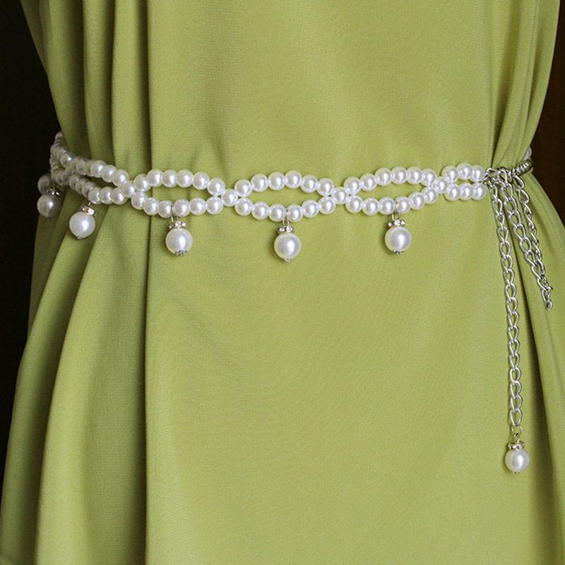 Stylish Pearl Waist Chain For Decorative Dresses Featuring Delicate Butterfly Accents And Rhinestones