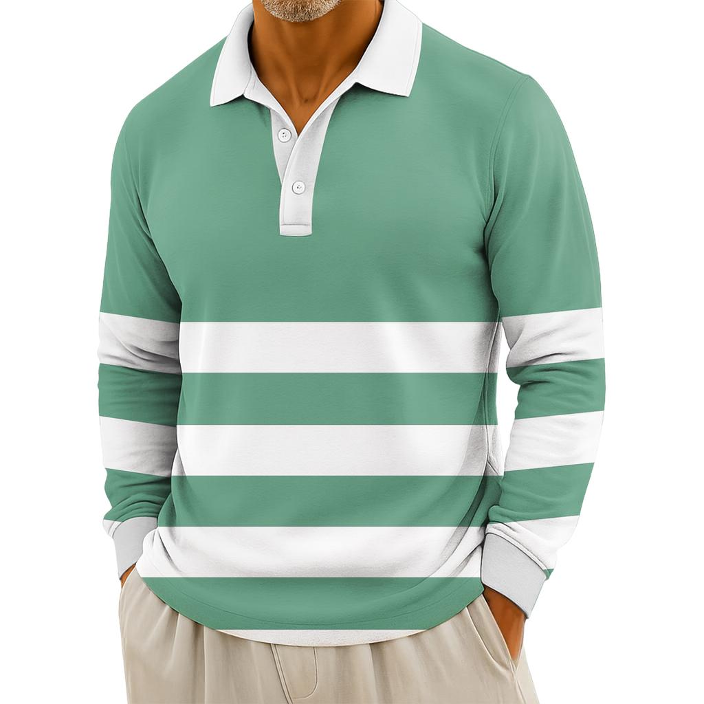 Pánské ležérní pruhované topy s dlouhým rukávem a zapínáním na knoflíky