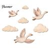 Eco Friendly Wood Wall Ornaments 7Pcs/Set Wooden Flying Goose and Cloud Art Decor for Nursery, Self-Adhesive Bohemian Style Decorations Decoration