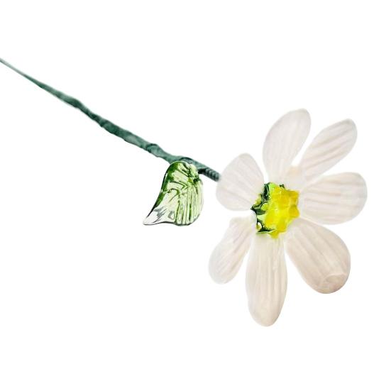 Ručně foukaná skleněná květinová dekorace s drátěným stonkem, ručně vyráběná figurka s barevnou glazurou, květinová váza, ozdoba do domácího obývacího pokoje, na kancelářský stůl