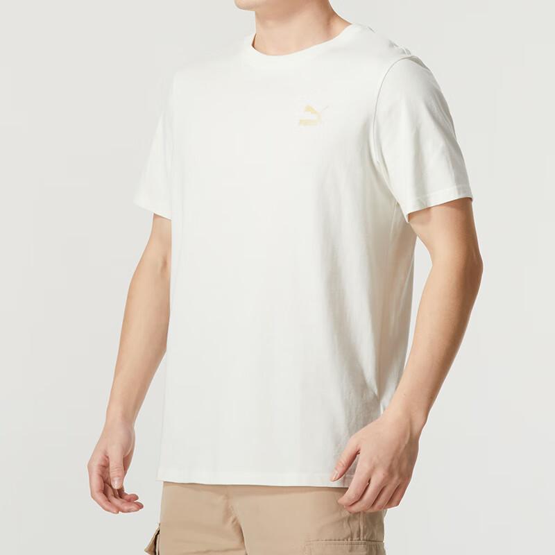 Puma Letter Logo Print Quick-Dry Breathable Round Neck Short Sleeve T-Shirt Unisex Tops White 682344-65