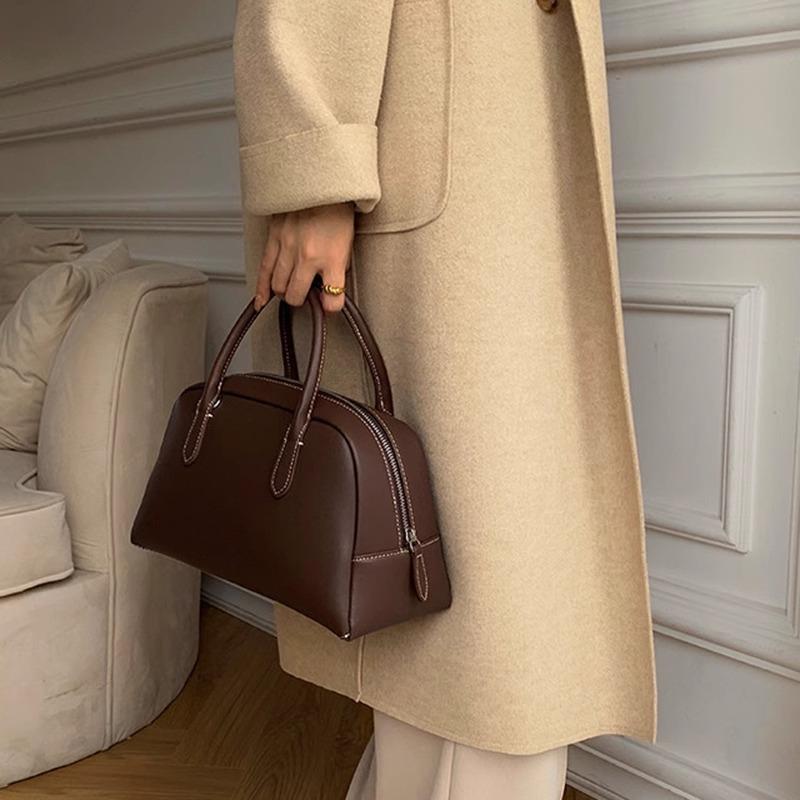 Niche Bowling Hand Bag Commuter Retro Bag Tote Boston Bag