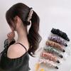 Fabric Banana Clip Korean Elegant Leopard Print Ponytail Holder Ponytail Clip Hair Claw Hairpin Sweet Bowknot Hair Clip Women