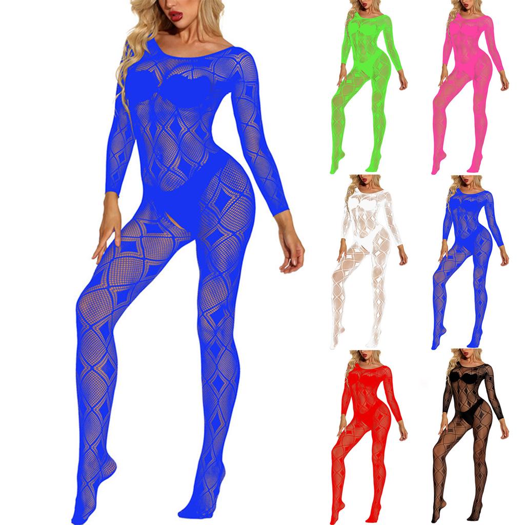 Women's Striped Integrated Stockings, Tight Fitting Long Sleeved Mesh Clothing, Fun Lingerie