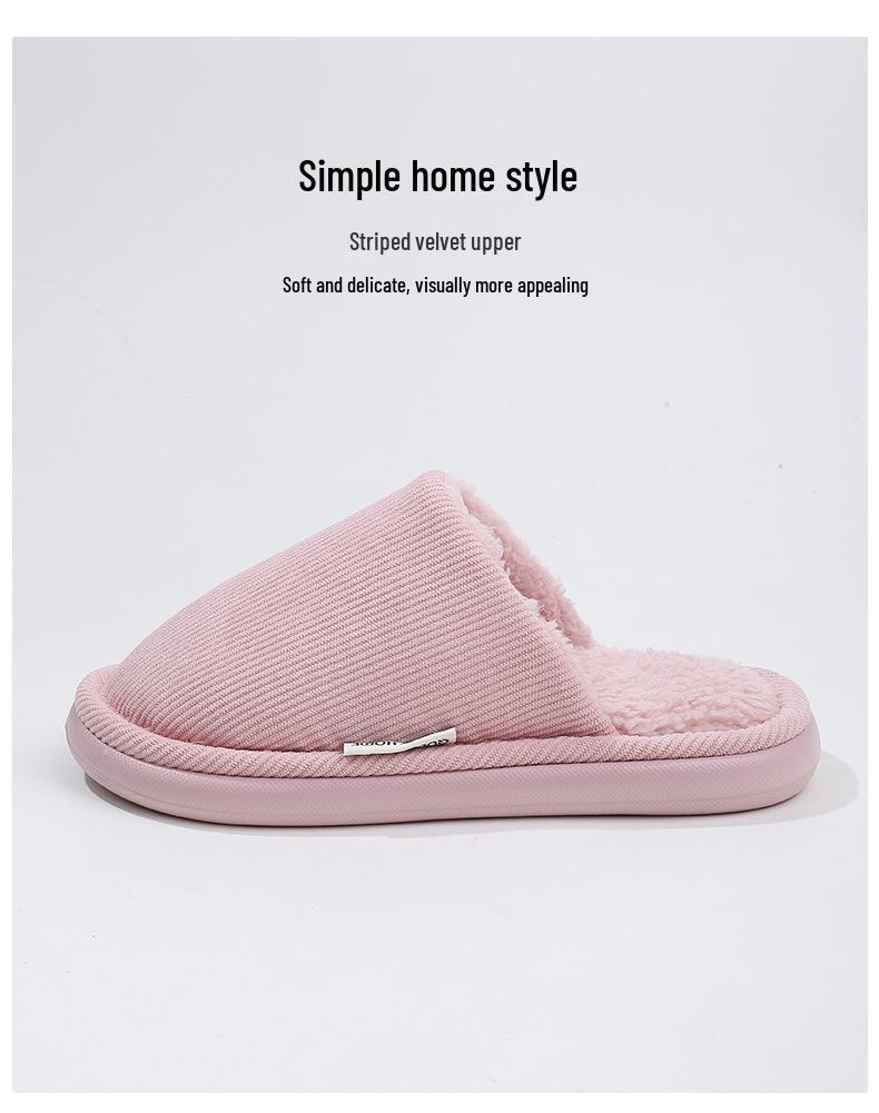 2024 Thick-Soled Plush Cotton Slippers: Non-Slip Warm Indoor Footwear for Men & Women