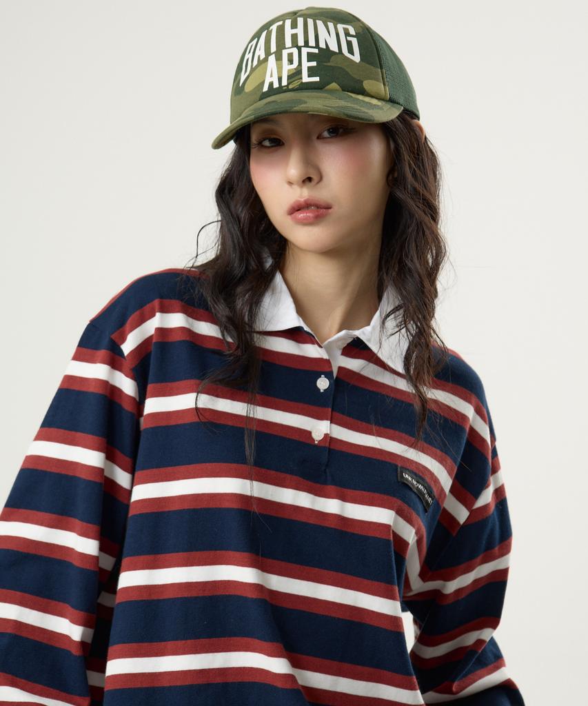 UNKNOWN PLANET Ivy Stripe Rugby Collar Shirt Brown