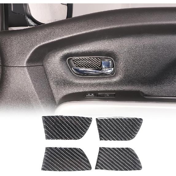 Soft Carbon Fiber Inner Door Handle Bowl Cover Compatible with Nissan Titan 2016-2023, Door Inner Grab Handle Bowl Trim Sticker Accessories, чёрный