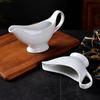 White Ceramic Gravy Boat Sauce Server with Large Pour Spout Non-Slip Bottom Gravy Dispenser for Gravy Salad Dressings