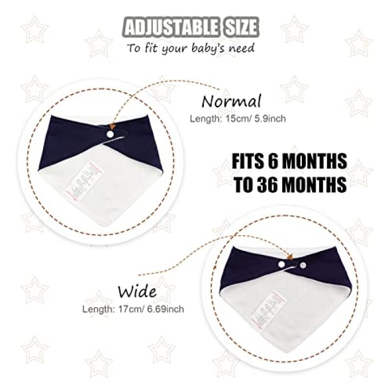6er-Pack Baby-Lätzchen, Speichel-Lätzchen, Verstellbare Baumwoll-Lätzchen, Super Saugfähig für Neugeborene und Säuglinge 0-36 Monate, Mehrfarbig
