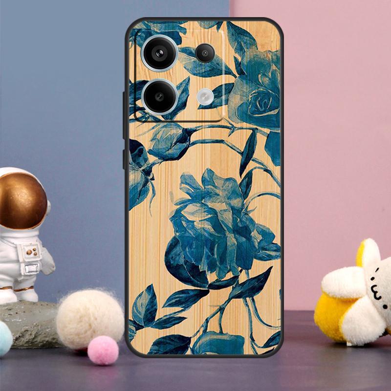 Tree Flower Bamboo Wood Case For Xiaomi Redmi Note 13 9 10 11 12 14 15 Pro Plus Redmi 15 15C 14C 10C 12C 13C Cover