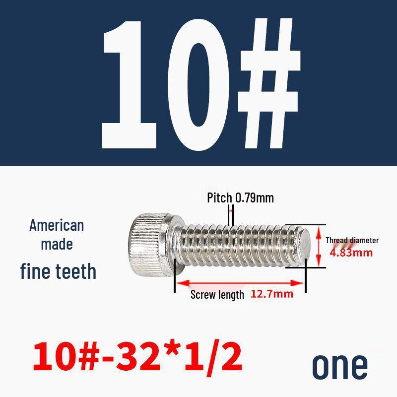 304 Stainless Steel Fine Thread Socket Head Cap Screw 10#-32, 1/4-20, 5/16-24