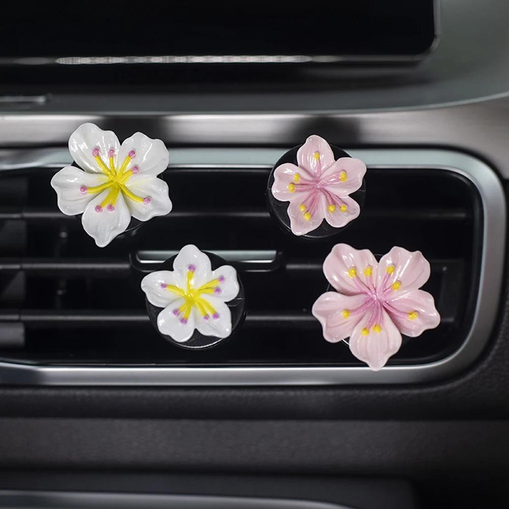 Car Peach Flower Daisy Flower Car Perfume Clip Car Aromatherapy Air Conditioner Fresh Interior Decoration Aromatizante Para Auto