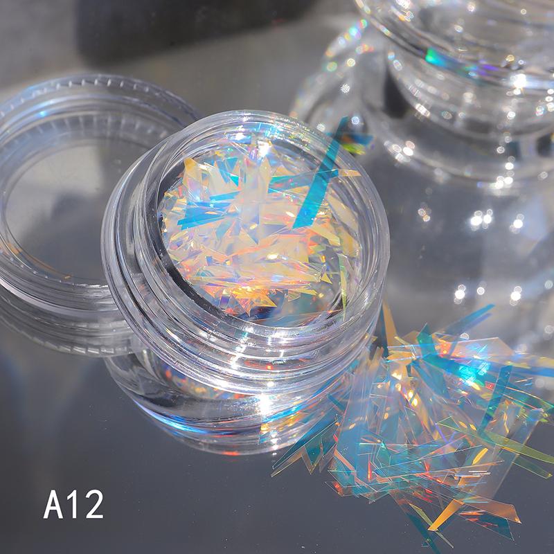 1 Caixa Papel Holográfico Irregular Vidro Quebrado Folha de Unha Aurora Decalque Gradiente Laser Flocos Adesivo Acessórios Diy Decoração de Manicure