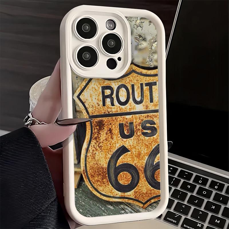 Handyhülle für iPhone 17 Air 16E 15 16 Pro Max America Route 66 Cover 14 Plus 13 12 Mini Weiche Silikonhülle Fundas