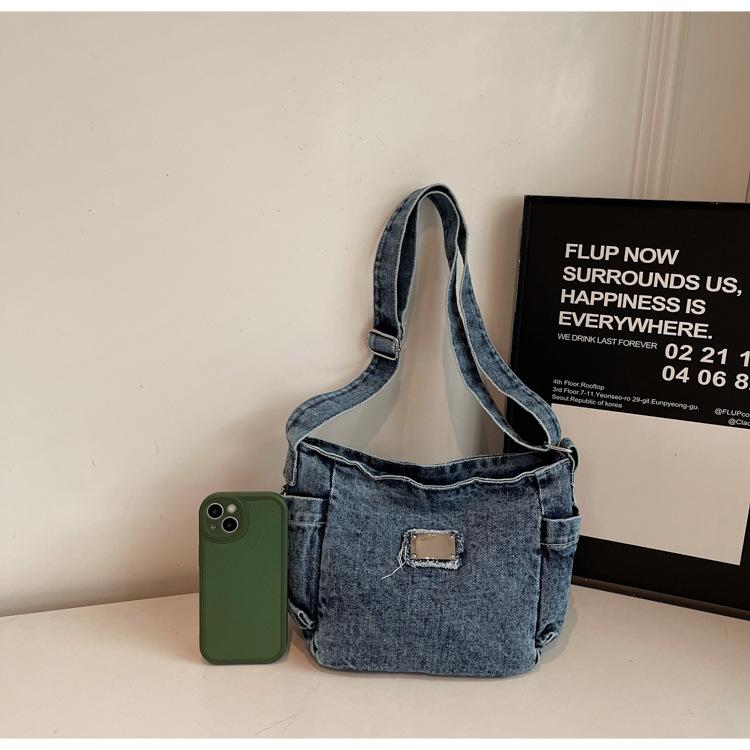 Denim Bag Women's New Retro Simple Canvas Shoulder Bag Casual Student Shoulder Bag