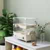 2-Tier, 3-Door Hamster Cage with Wheel and Tubes, Steel, PS and PP, 44.5x28x44 cm, Cream and White