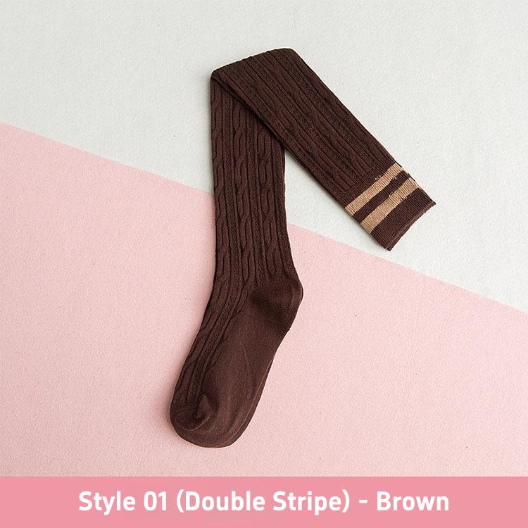 1 3 Pairs Women's Cotton Thigh High Socks Over The Knee Colorful Striped Pattern Casual Daily Wear Fashion Socks Black White