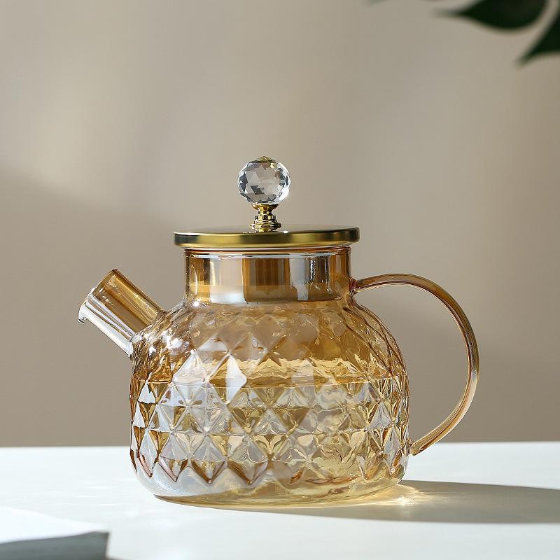Borosilicate Glass Teapot with Bamboo Lid for Hot & Cold Drinks