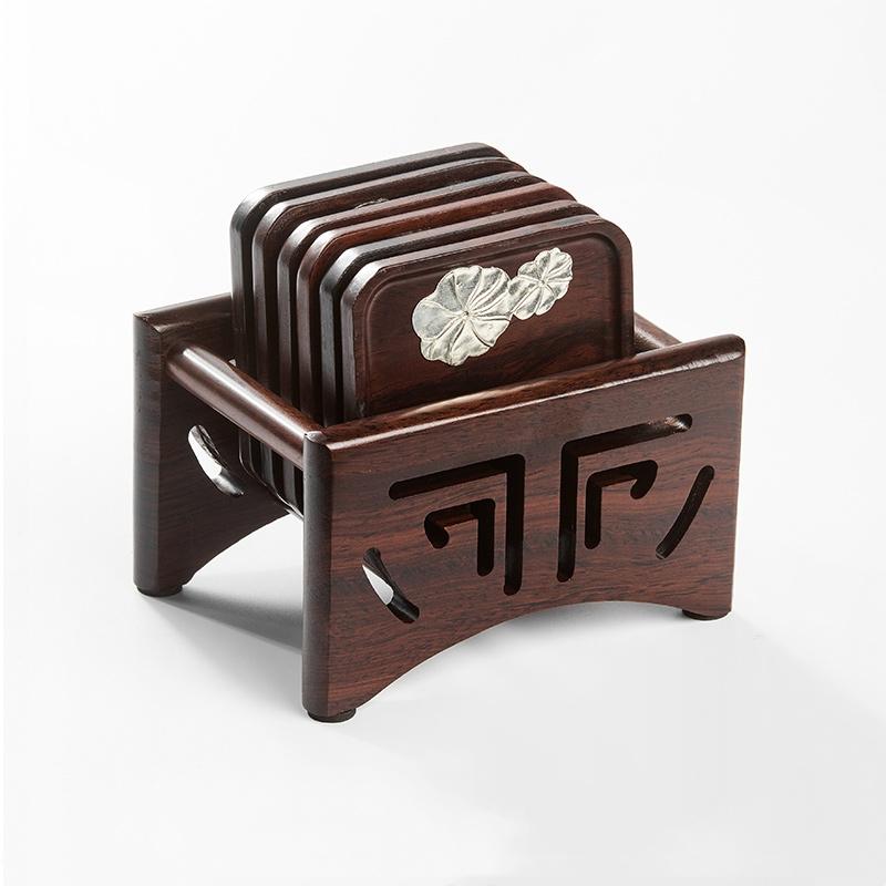 GIANXI Holz Untersetzer für Teetassen Haushalts Tassenhalter Untersetzer Teeuntersetzer Teezeremonie Passender Teeuntersetzer Kung Fu Tee-Set Zubehör