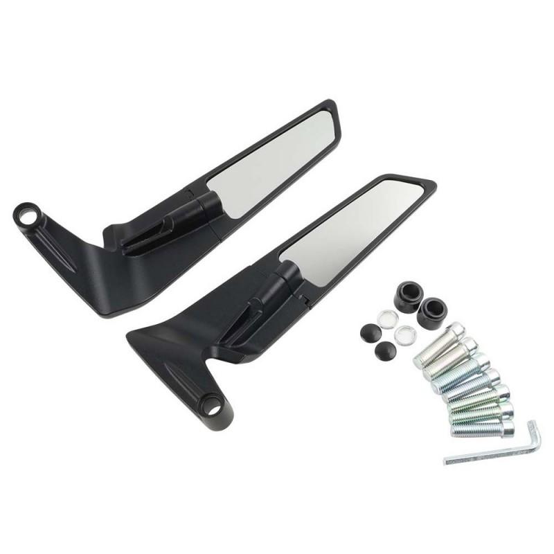 Universal Motorcycle Rearview Mirror With Windshield Wing Kawasaki Yamaha Honda Ducati 8mm 10mm Aluminum Frame Square