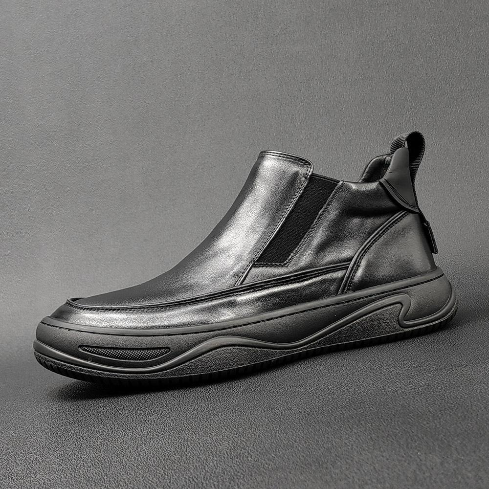 Autumn leather shoes black casual leather boots crooked head casual shoes cute ugly Martin boots 38